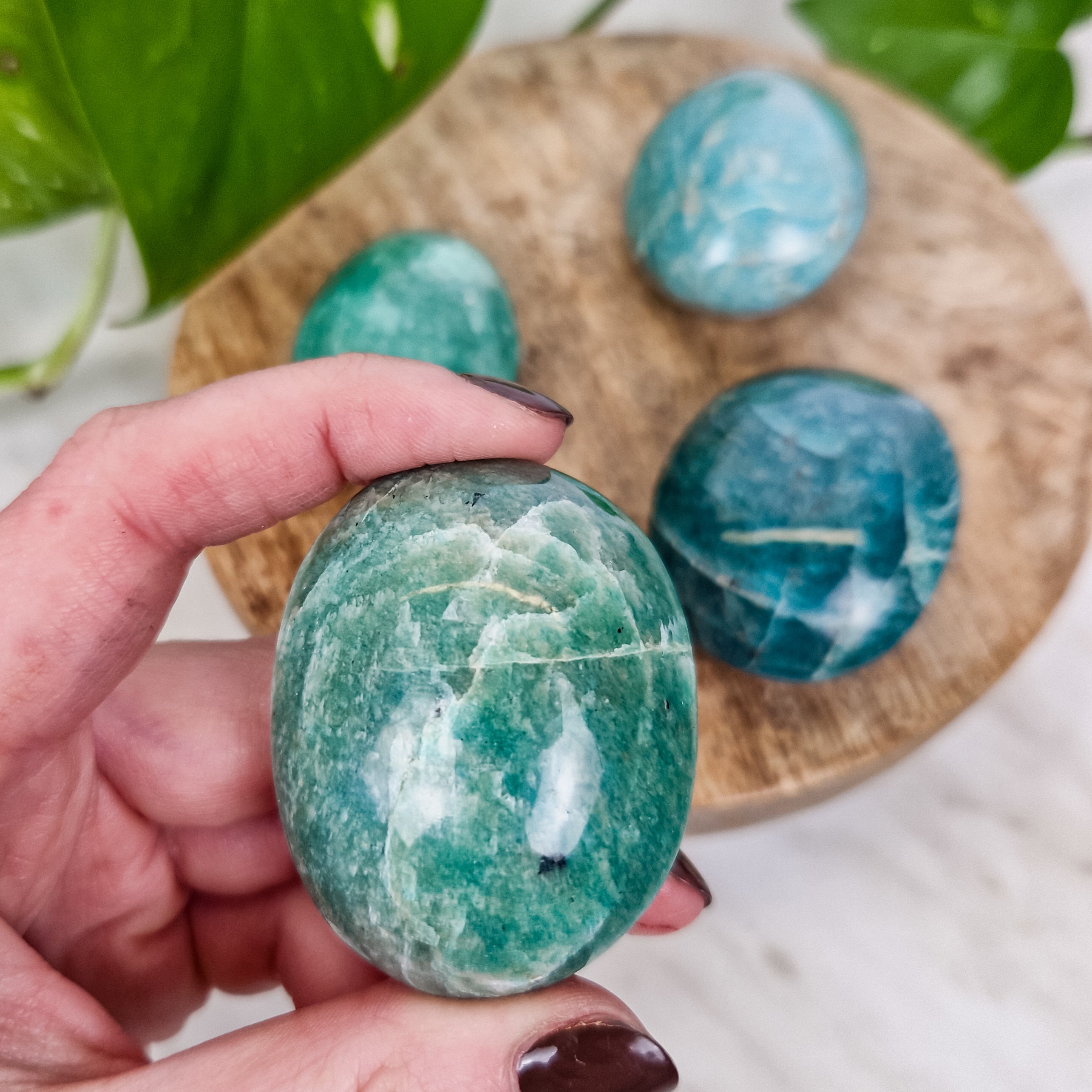 Amazonite hand stone