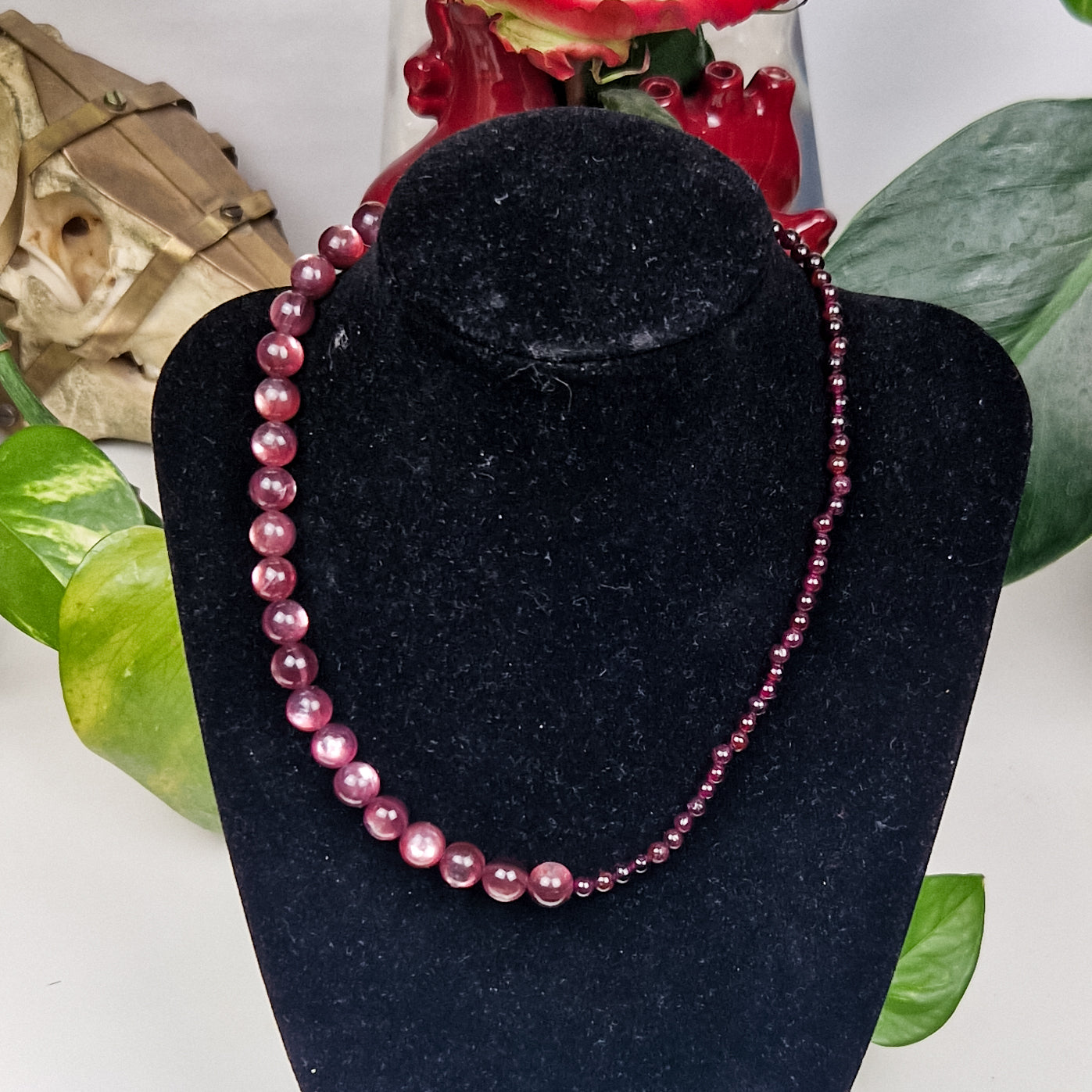 Gem Lepidolith & Granat Halskette 'Celest'