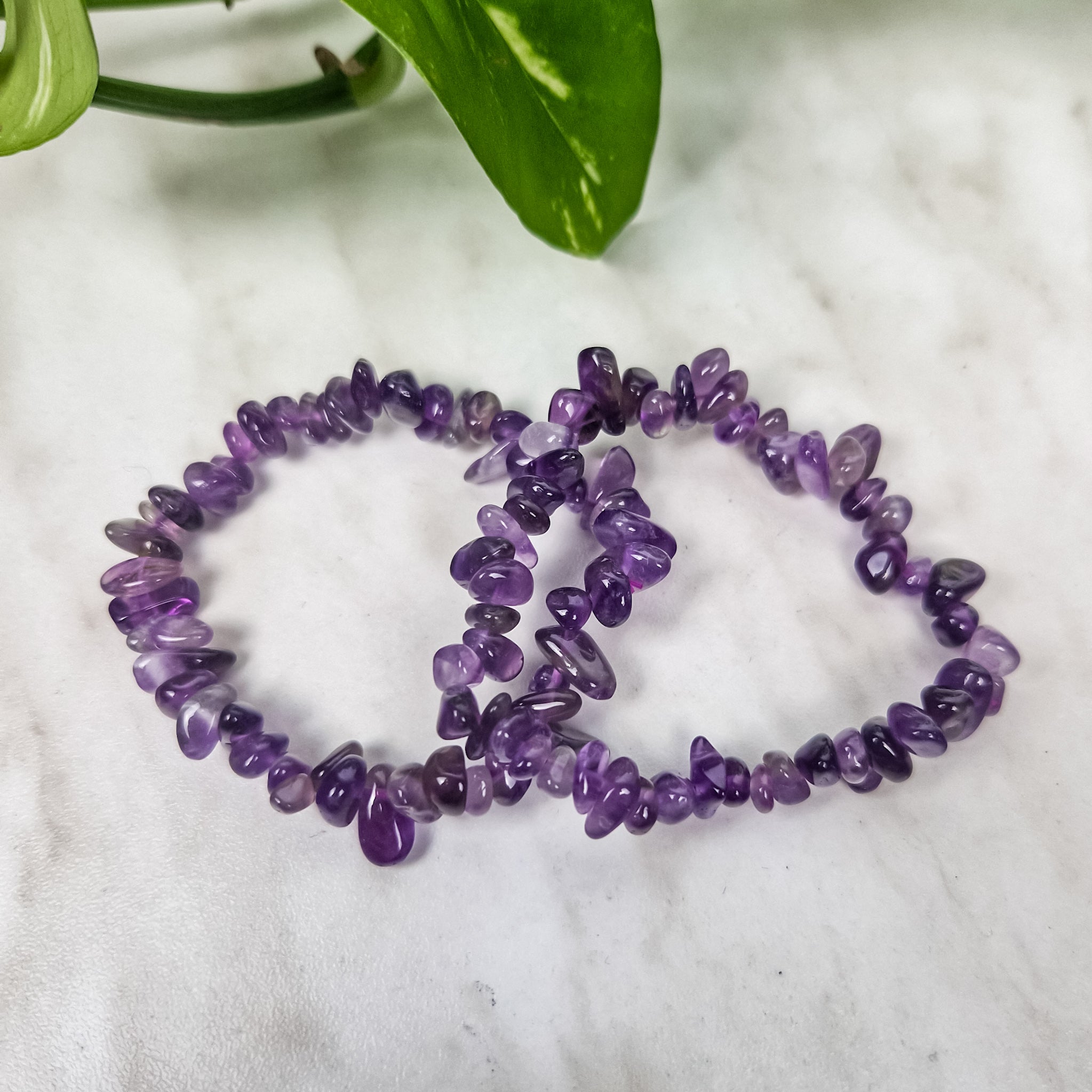 Amethyst chip bracelet