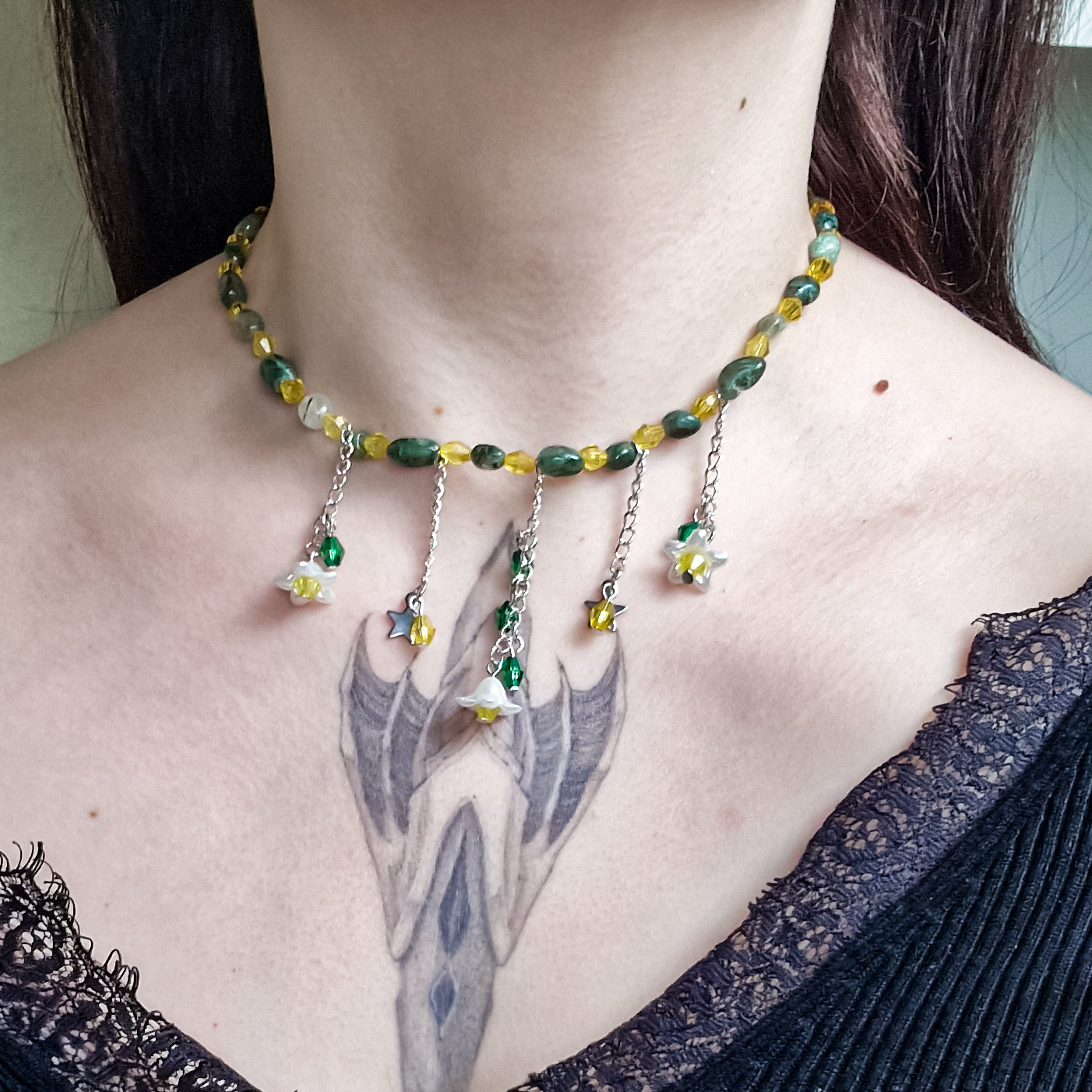 Prehnit Halskette 'Freya'