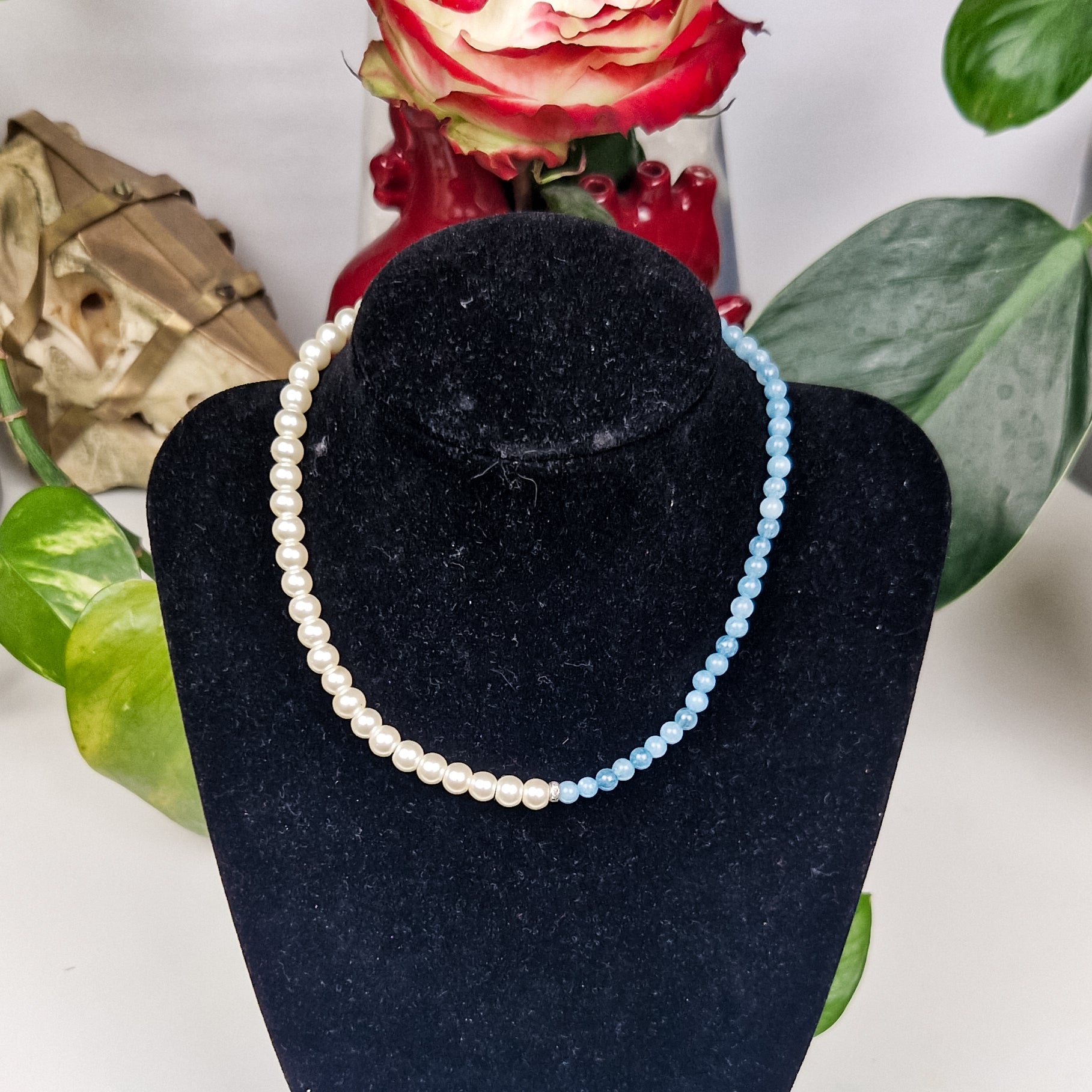 Aquamarin & Perlen Kette 'Alana'