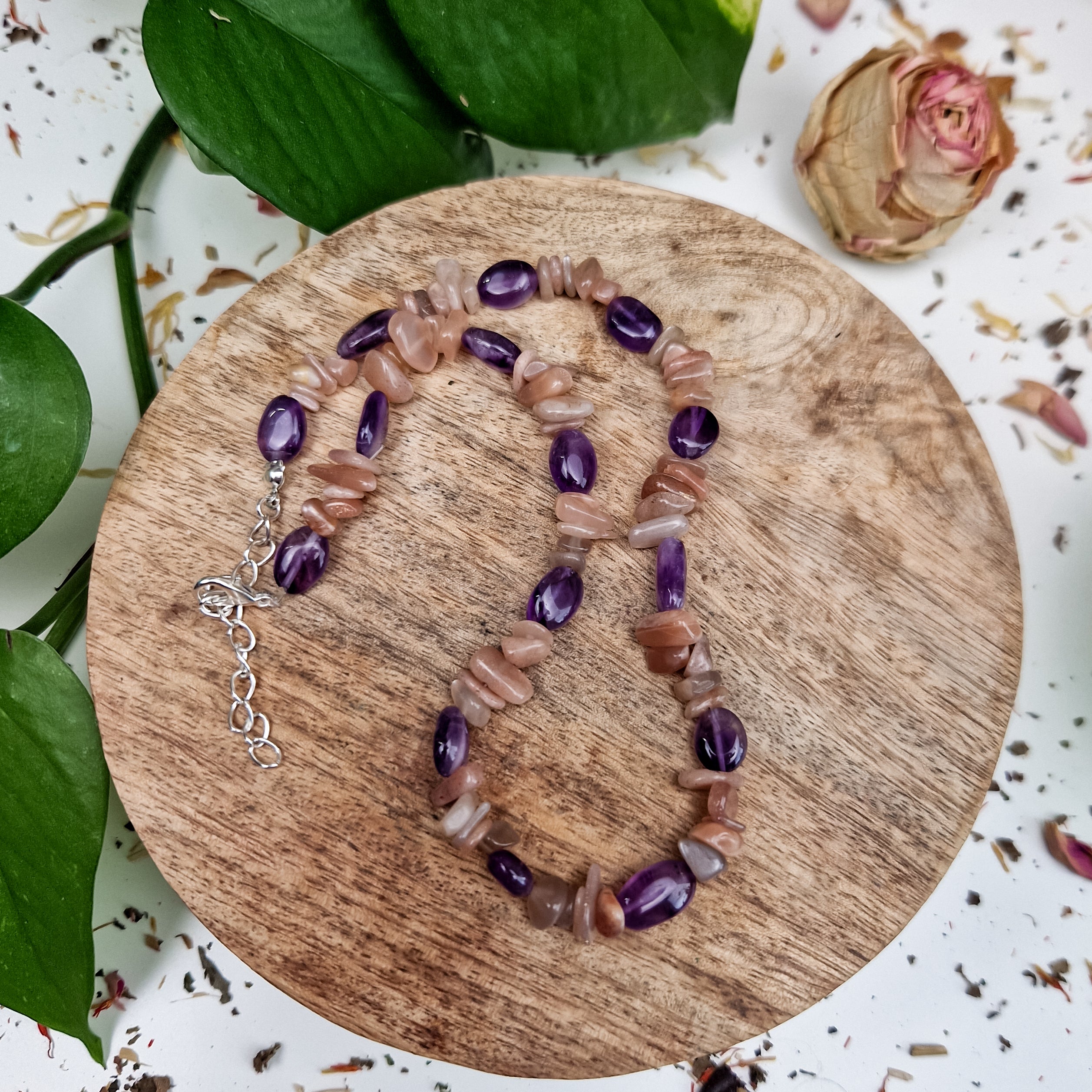 Choker Necklace Amethyst &amp; Sunstone