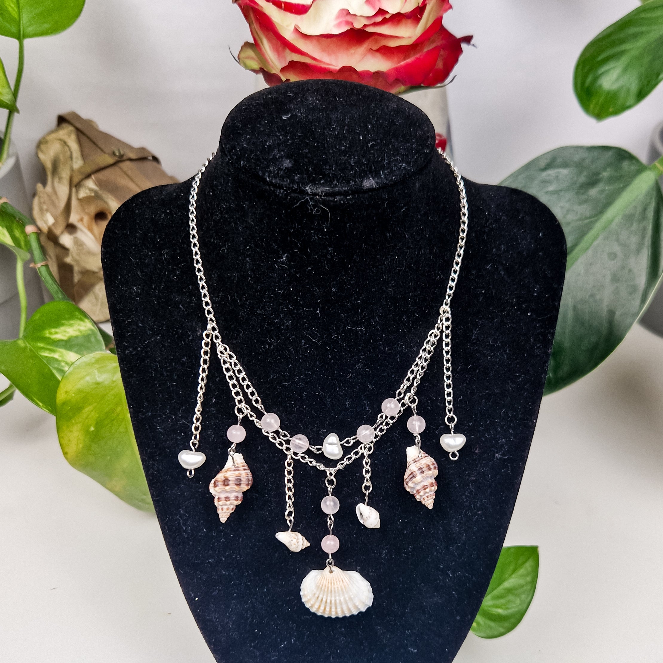 Rosenquarz Halskette 'Venus'